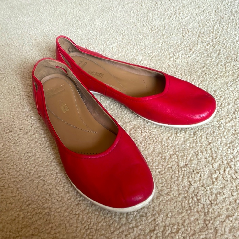 Clarks Red Summer Flats